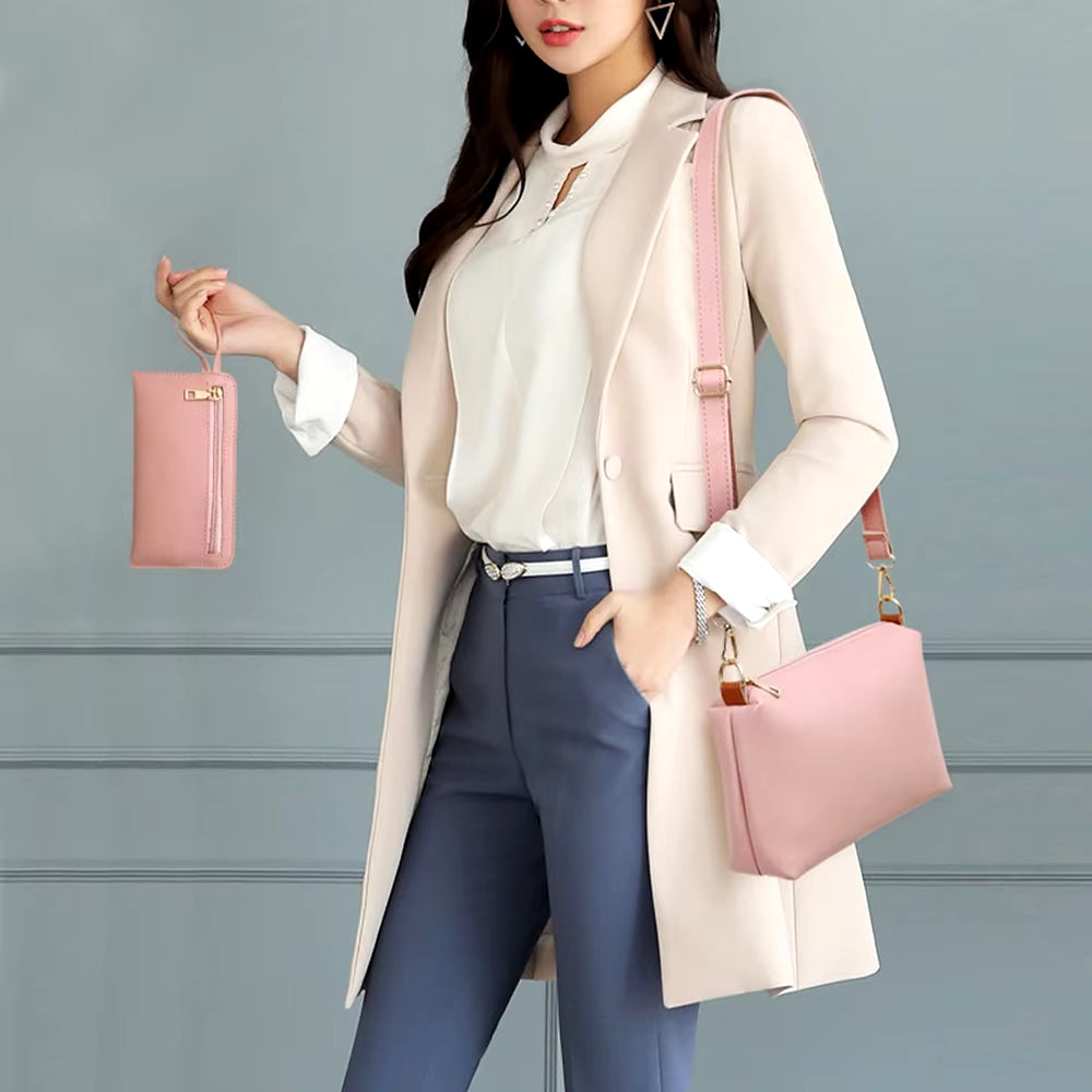 4Pcs/Set Women Handbag and Purses Set Tote Bag Soft PU Leather Shoulder Bags Crossbody Bag Wallet Handbag Printed Handbag