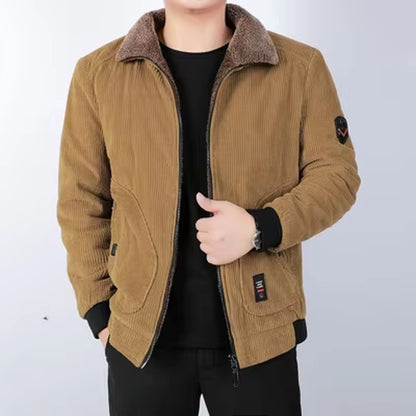 Winter Men'S Bomber Jacket Fashion Man Corduroy Cotton Warm Padded Coats Casual Outwear Thermal Jackets Mens Clothing