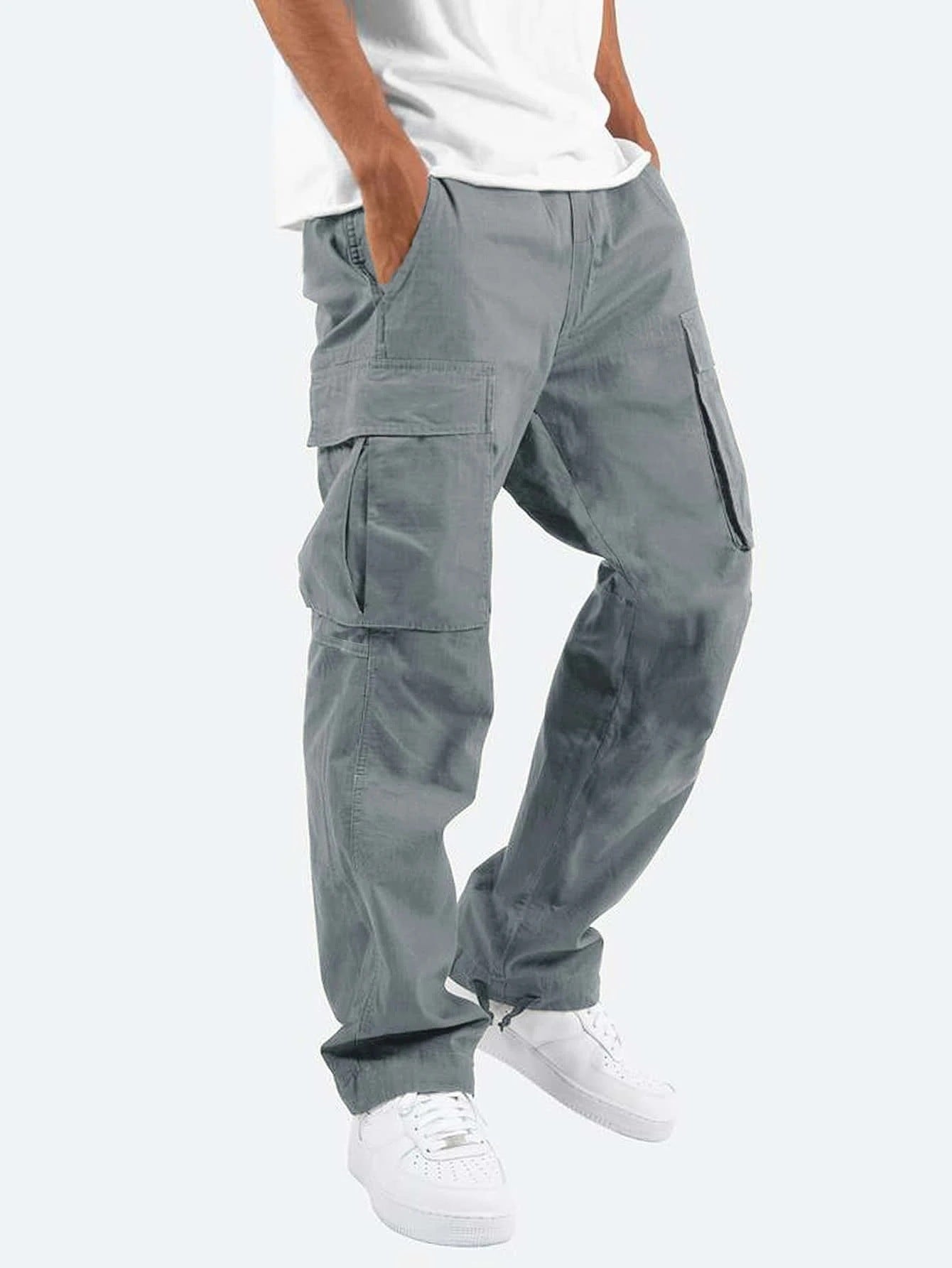 Men'S Workwear Drawstring Multi-Pocket Casual Pants