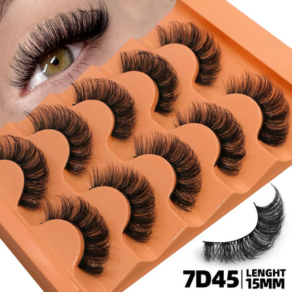 5 Pairs Fluffy Eyelashes 8D Volume False Lashes Russian Strip Lashes Extensions Thick Soft Curly Fake Lashes Makeup