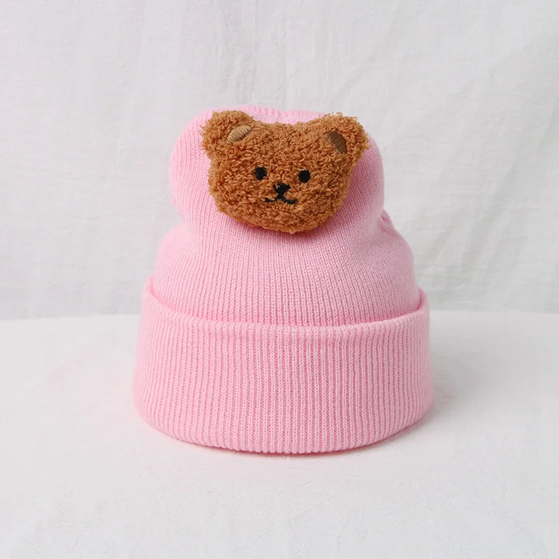 New Korean Cartoon Bear Baby Hat Knitted Baby Boys Girls Hat Winter Warm Cute Animals Toddler Kids Cap Beanies Bonnet 모자