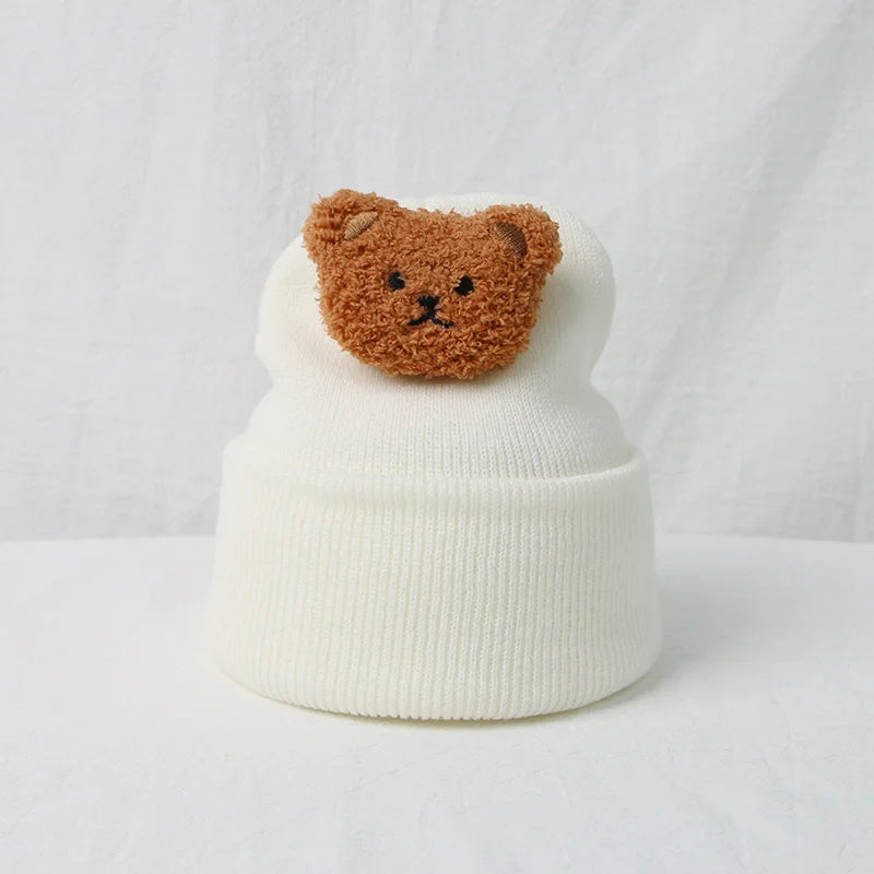 New Korean Cartoon Bear Baby Hat Knitted Baby Boys Girls Hat Winter Warm Cute Animals Toddler Kids Cap Beanies Bonnet 모자