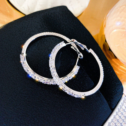 925 Silver Hoop Earring Romantic Women Jewelry Cubic Zircon Earring a Pair