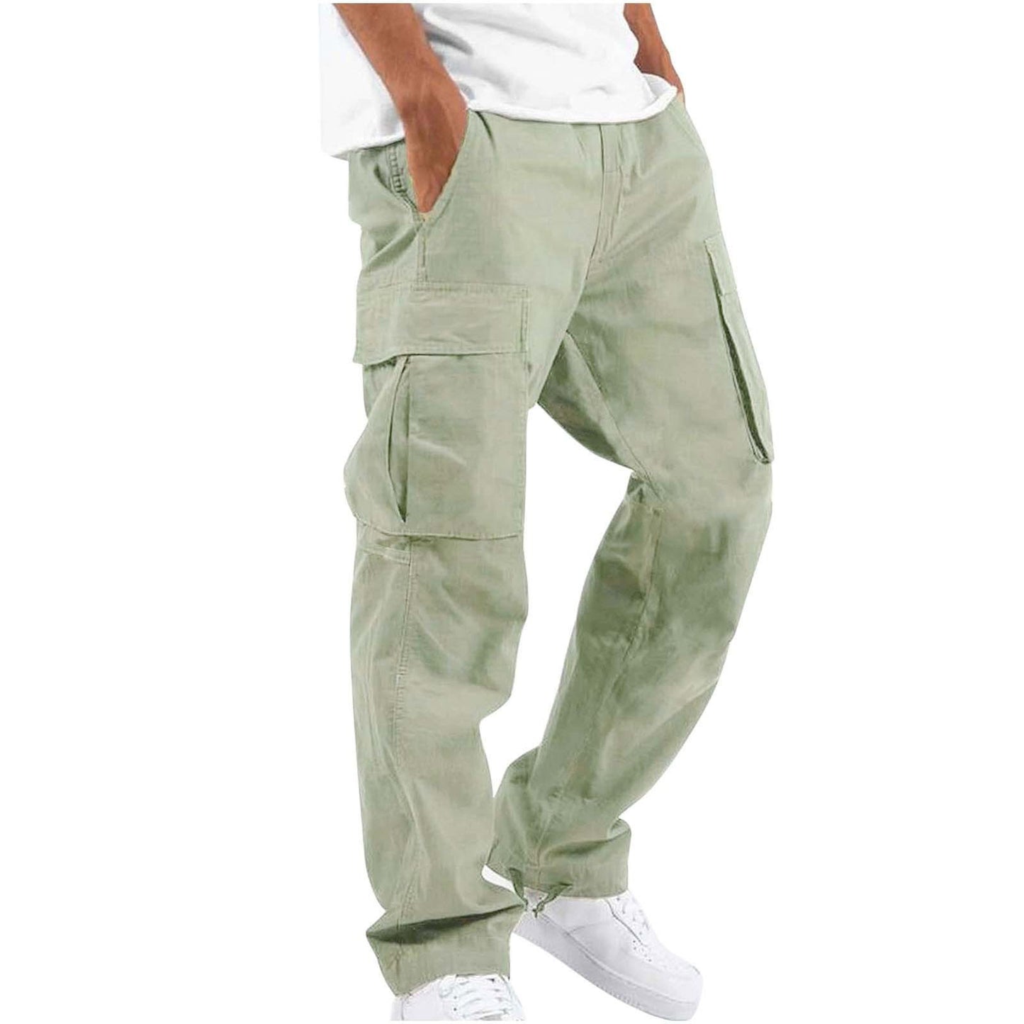 Men'S Workwear Drawstring Multi-Pocket Casual Pants