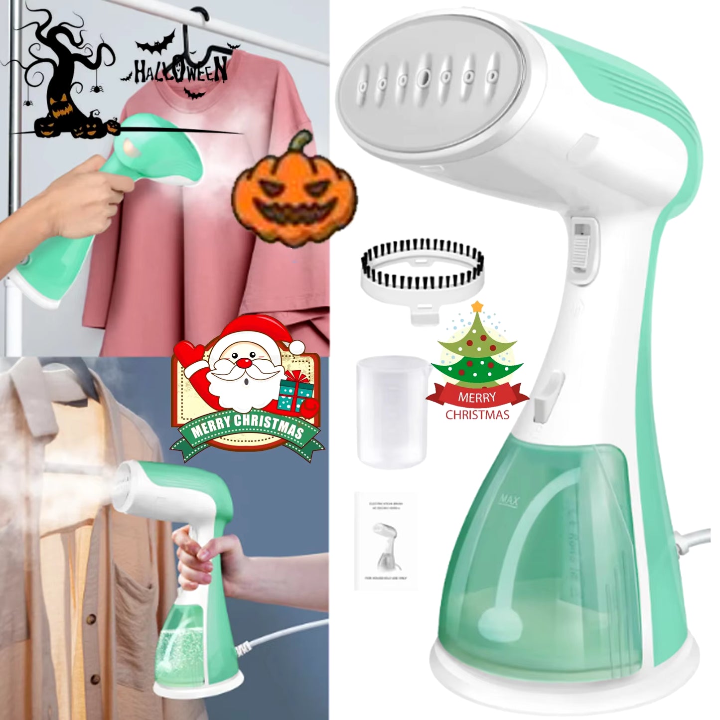 WEIRONG-1500W Clothes Steamer Handheld,Portable Garment Iron+ 300Ml Tank,Vertical+Horizontal,Fast Heat-Up,Fast Wrinkle Removal