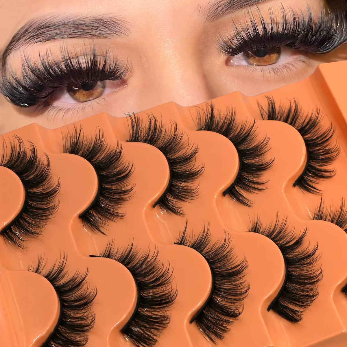 5 Pairs Fluffy Eyelashes 8D Volume False Lashes Russian Strip Lashes Extensions Thick Soft Curly Fake Lashes Makeup